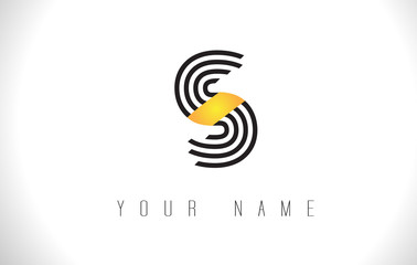 S Black Lines Letter Logo. Creative Line Letters Vector Template.