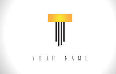 T Black Lines Letter Logo. Creative Line Letters Vector Template.
