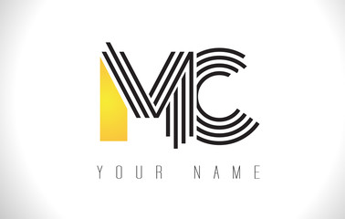 MC Black Lines Letter Logo. Creative Line Letters Vector Template.