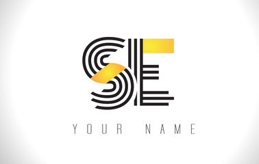 SE Black Lines Letter Logo. Creative Line Letters Vector Template.