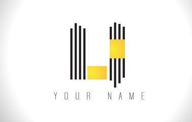 LI Black Lines Letter Logo. Creative Line Letters Vector Template.