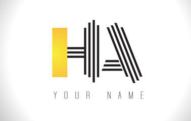 HA Black Lines Letter Logo. Creative Line Letters Vector Template.