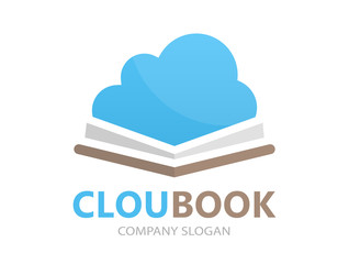 Unique book and cloud logo combination design template