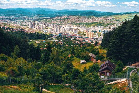 Panorama of Sarajevo from Trebevic mountain.