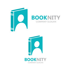  logo combination of a book and man