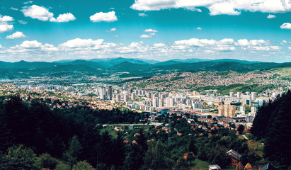 Panorama of Sarajevo from Trebevic mountain.