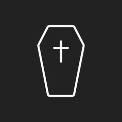 Halloween grave icon in line style. Gravestone vector illustration. Rip tombstone flat icon.