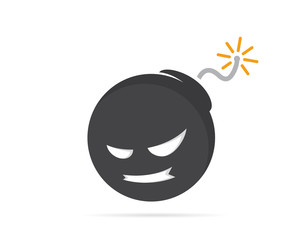  logo design combination of a angry face and bomb. Angry face and bomb symbol or icon