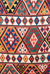 Geometric traditional kilim carpet detail