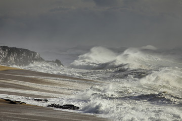 Stormy waves approaching the coast