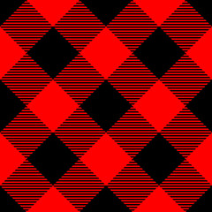 Lumberjack plaid pattern in red and black. Seamless vector pattern. Simple vintage textile design.