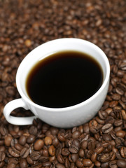 Coffee cup  and coffee beans