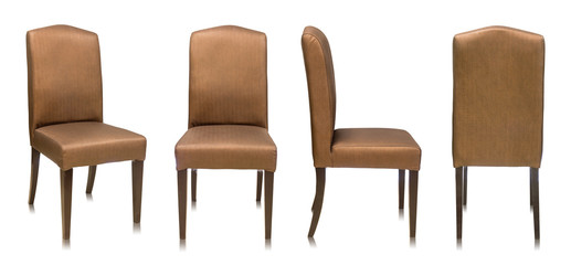 set of fabric chair isolated on white background
