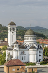Fototapeta na wymiar Beautiful vertical view of the famous Holy Trinity Church, Sighisoara, Romania