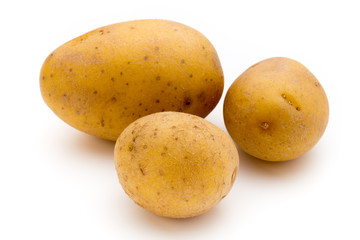 Raw potato isolated on white background.