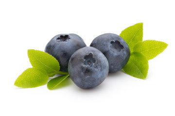 Fresh blueberries on a white background.