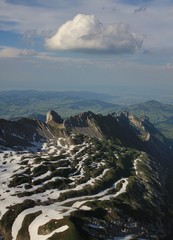 Unique landscape seen from Mount Santis, Switzerland.