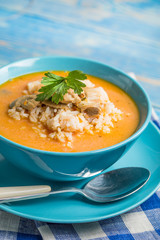 Tomato soup with rice.