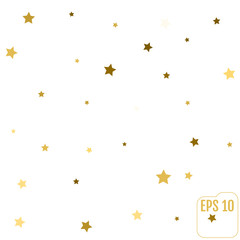 Star pattern. white, background, gold, gift wrap. Vector illustration.
