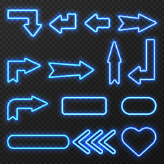 Neon Sign Arrows Symbols Set 