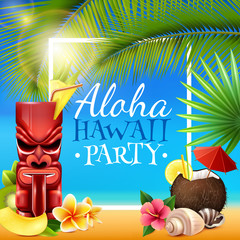 Hawaiian Party Frame - obrazy, fototapety, plakaty