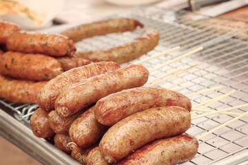 Grilled sausages at the market