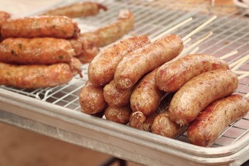 Grilled sausages at the market