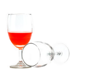Glass of champagne with red wine.