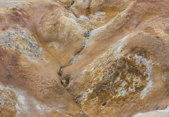 Orange Ground of Geothermal Landscape Krafla on Iceland