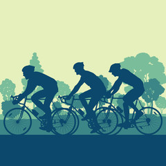 Bicycle man sport vector background landscape with trees