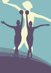 Woman with ball artistic gymnastics vector abstract