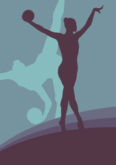 Fototapeta na wymiar Woman with ball artistic gymnastics vector abstract