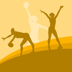 Woman with ball artistic gymnastics vector abstract
