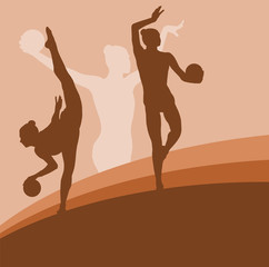 Woman with ball artistic gymnastics vector abstract