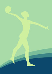Woman with ball artistic gymnastics vector abstract