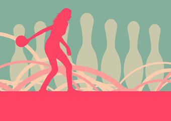 Woman bowling player vector abstract