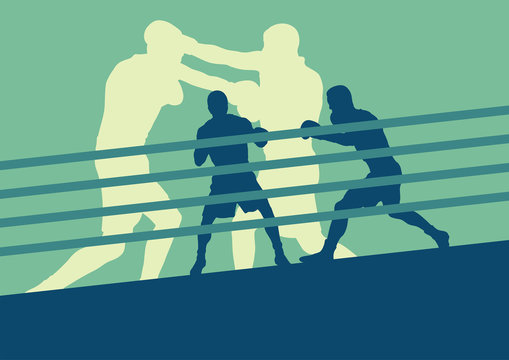 Boxer man fight in boxing ring vector background