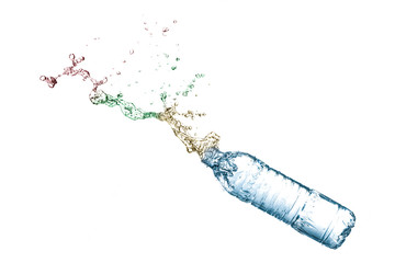 Water splash from a plastic bottle