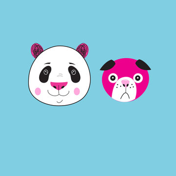 Illustration of icons Panda and dog