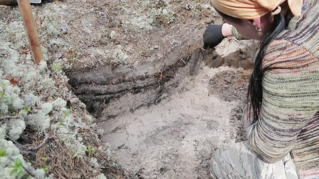 Archaeology - sweep the walls of the excavation