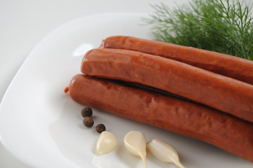 Sausages on a white background
