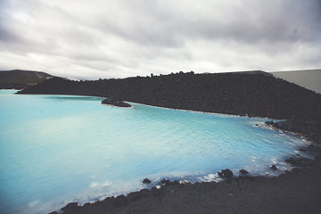 Famous Icelandic Geothermal Spa Resort Blue Lagoon near Reykjavik in Iceland