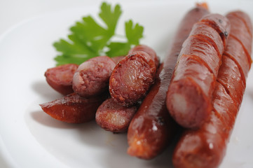 Sausages on a white background