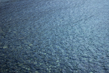 Dark blue water, a sea under sun rays background
