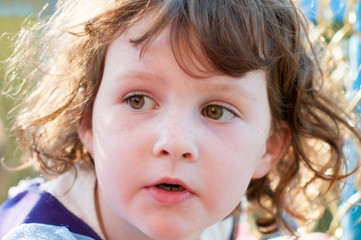 Close up Portrait of young girl outside