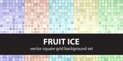 Square pattern set Fruit Ice. Vector seamless tile backgrounds