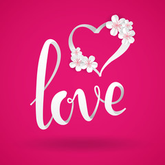 Love pink paper flower letter heart