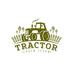 Tractor logo, icon. emblem on white background