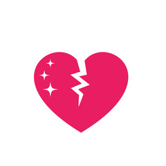 broken heart icon on white