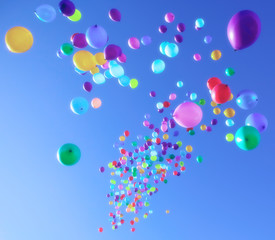 Colorful Balloons flying in the sky party